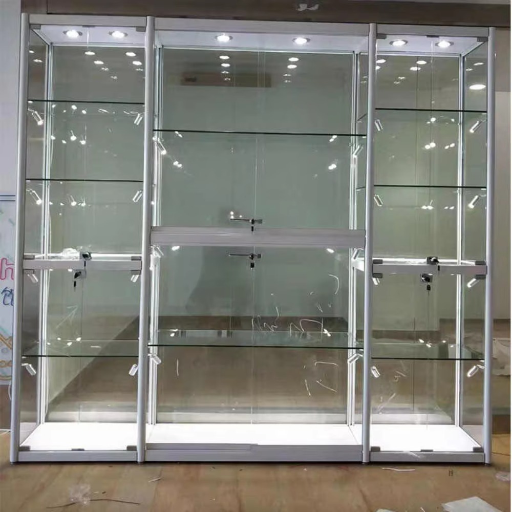 Glass Cabinet Display - LED Illuminated Retail Store Showcase Tempered