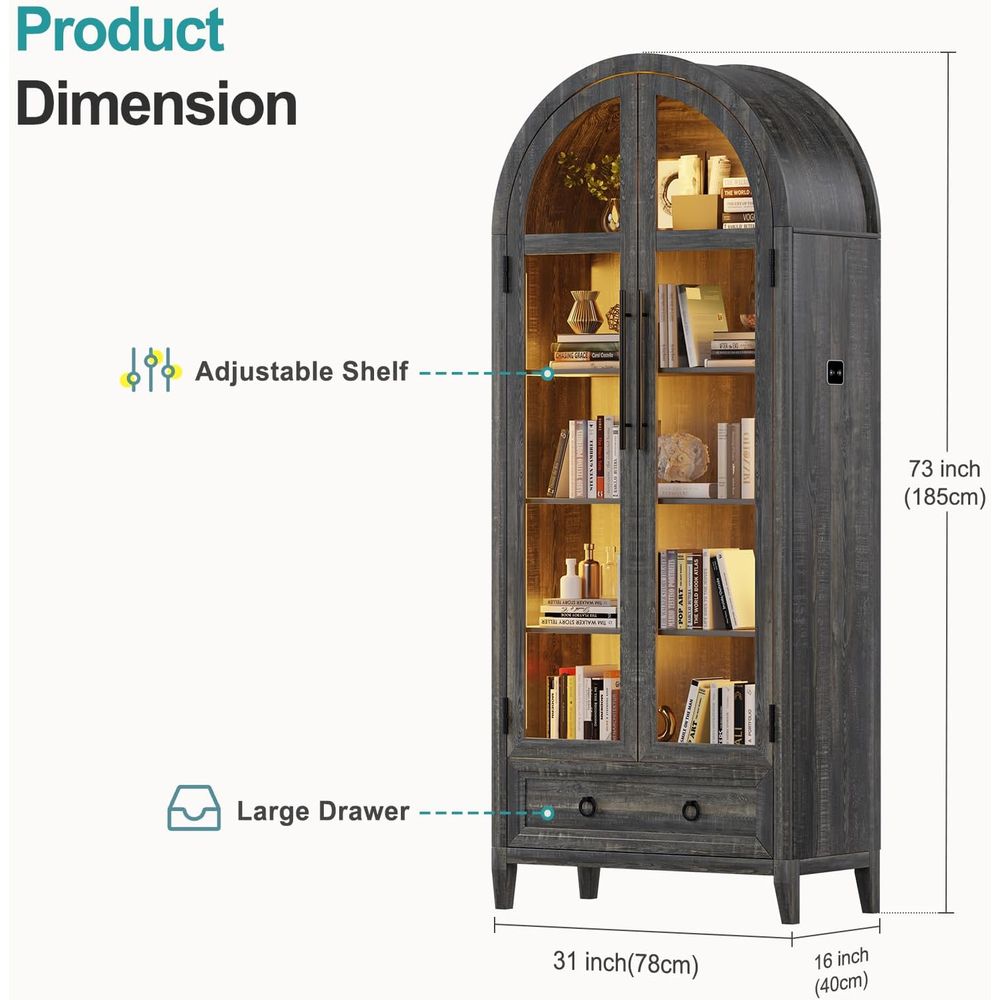 73 Arched Glass Display Cabine - Glass Cabinet Display review and price