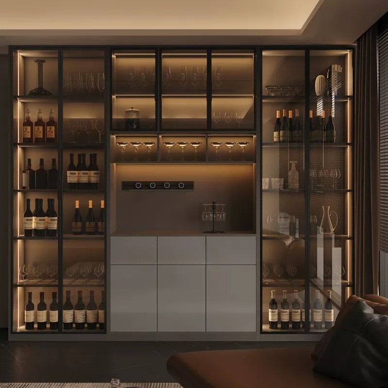 Light luxury Italian dining si - Glass Cabinet Display review and price