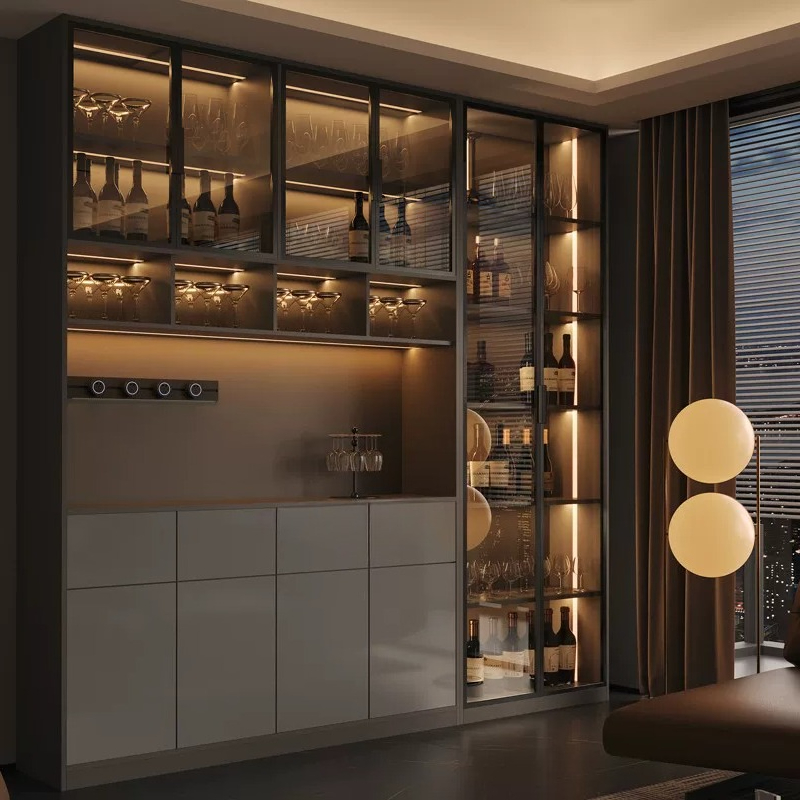 Light luxury Italian dining si - Glass Cabinet Display review and price