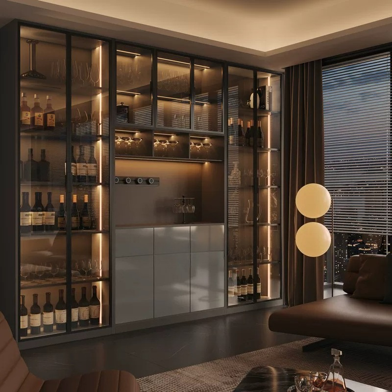 Light luxury Italian dining si - Glass Cabinet Display review and price